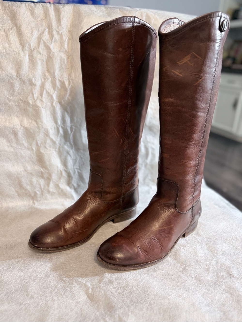 Frye Dark Brown Tall Leather Riding Boots